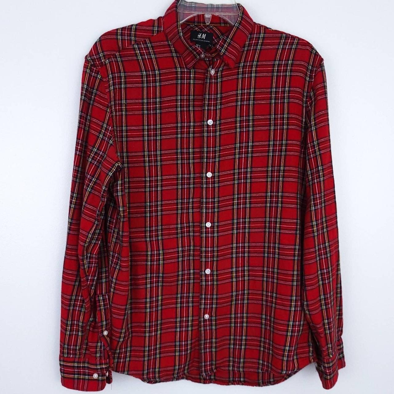 H&M Mens Plaid Flannel Shirt Tartan SIze Medium,... - Depop