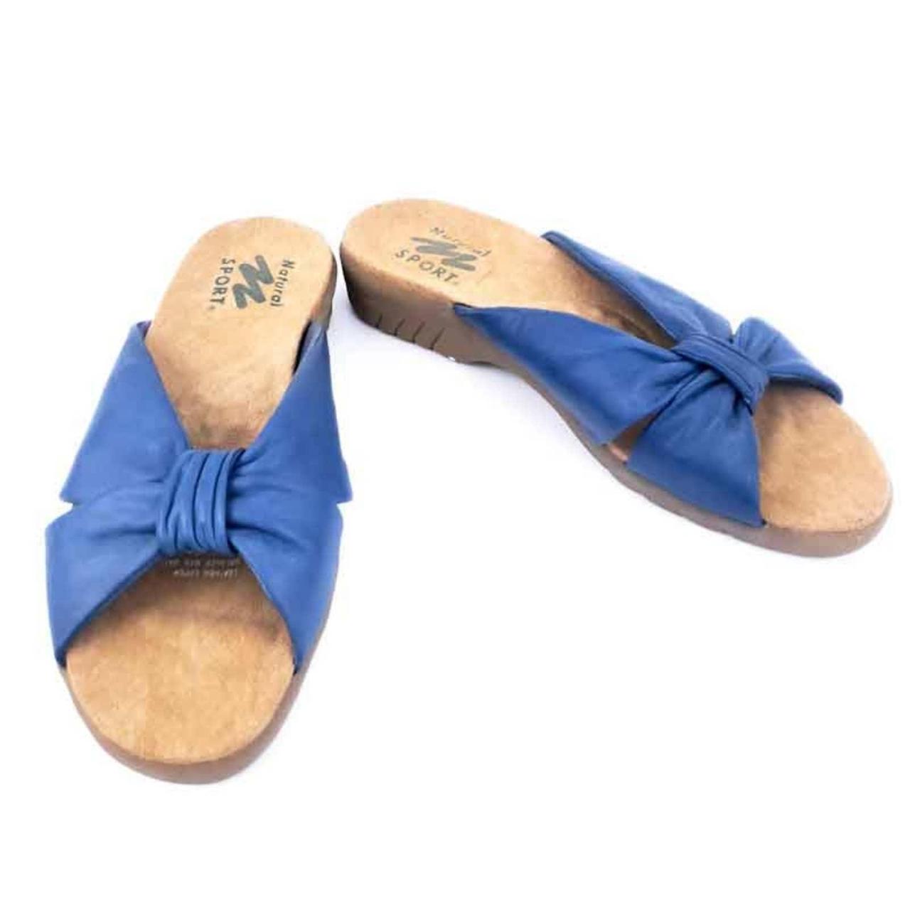 Natural Sport Sandals Slip On Tan Blue Leather Size Depop