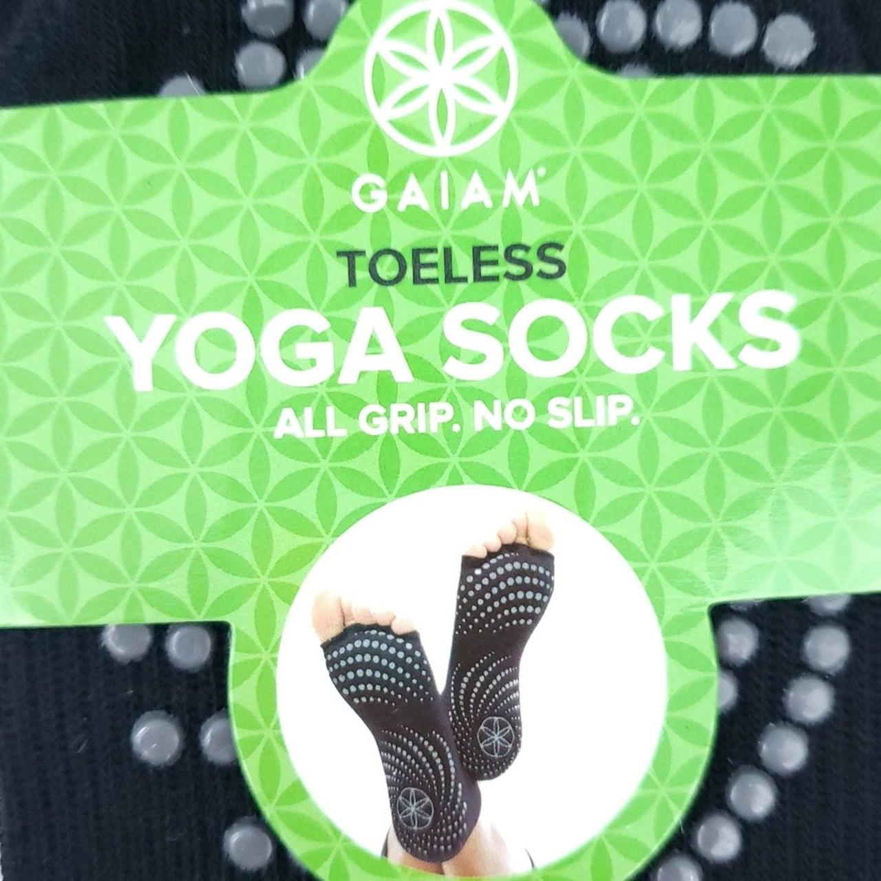 NEW Gaiam Black Toeless Yoga Socks - Depop