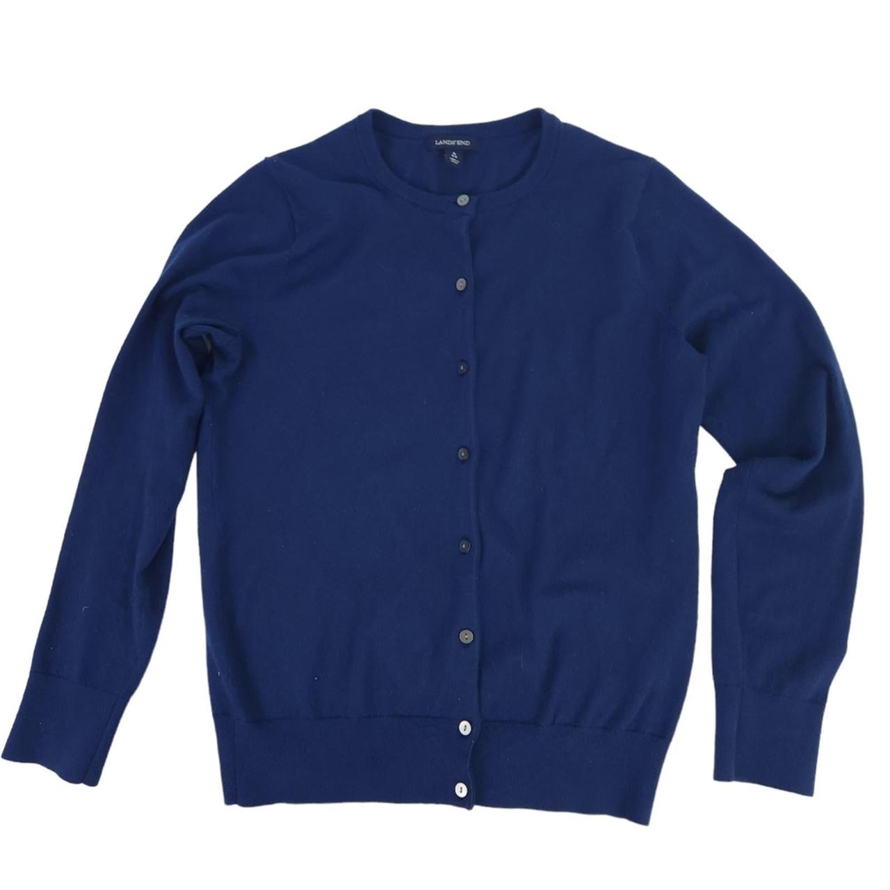 Lands end navy on sale cardigan