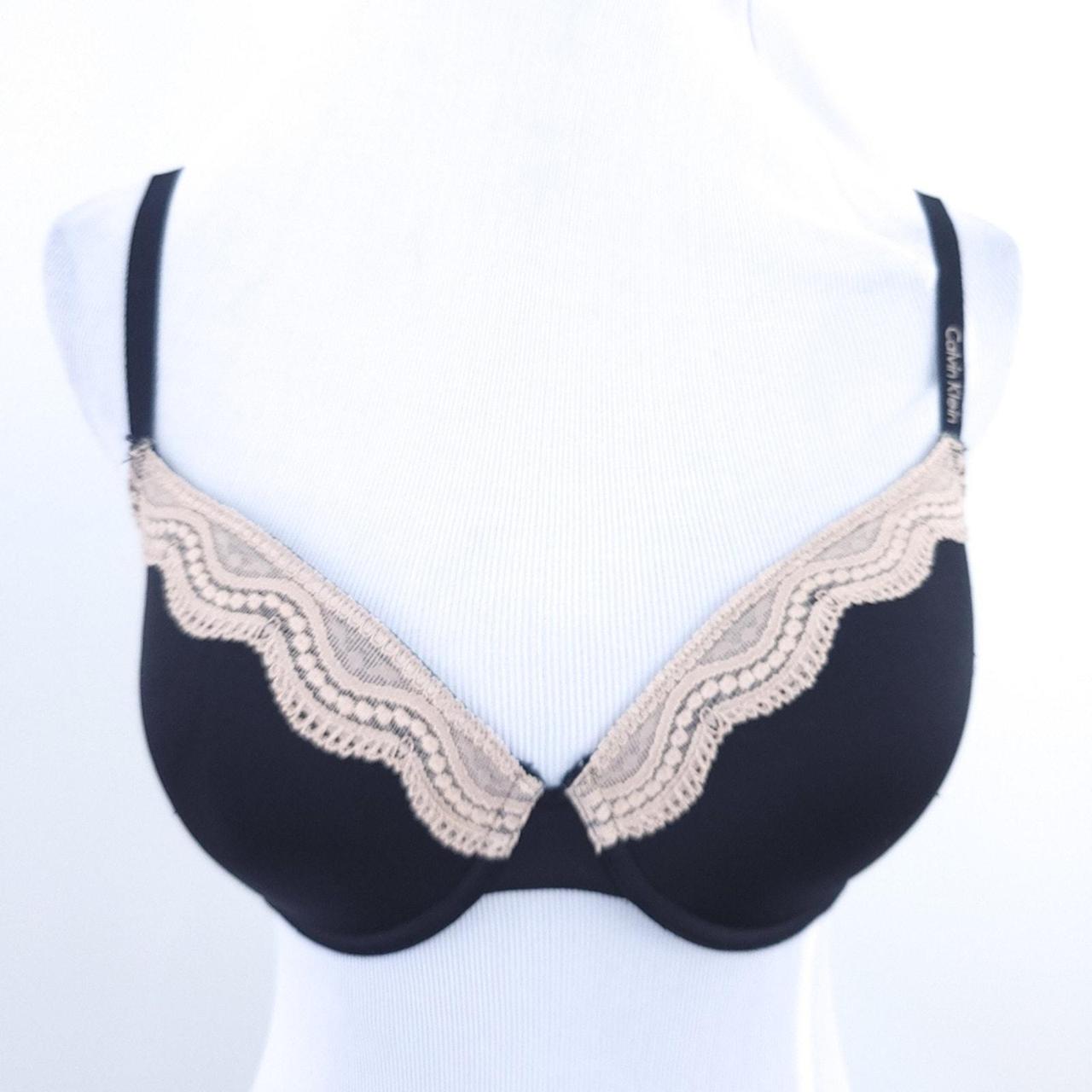 Calvin Klein Bra 34D Black Tan Lace T shirt Bra