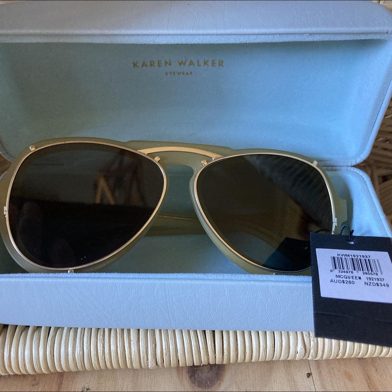 Karen Walker Women S Gold Sunglasses Depop   P0 