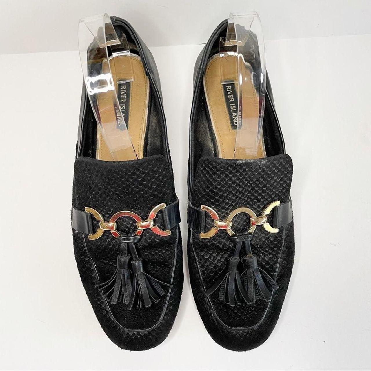 River Island Women's Black and Gold Loafers (4)