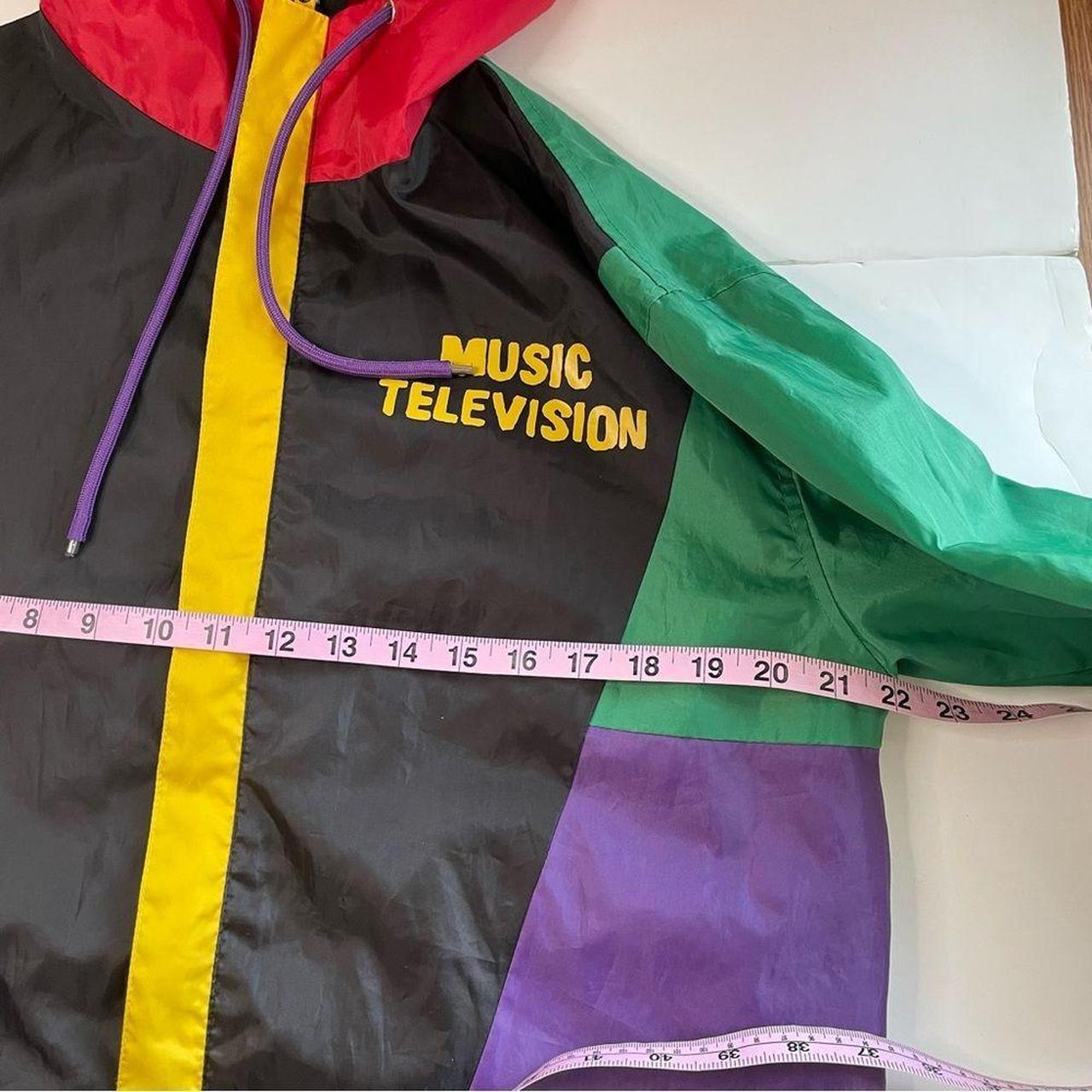 Vtg Multi Color MTV full zip Windbreaker with hood Depop