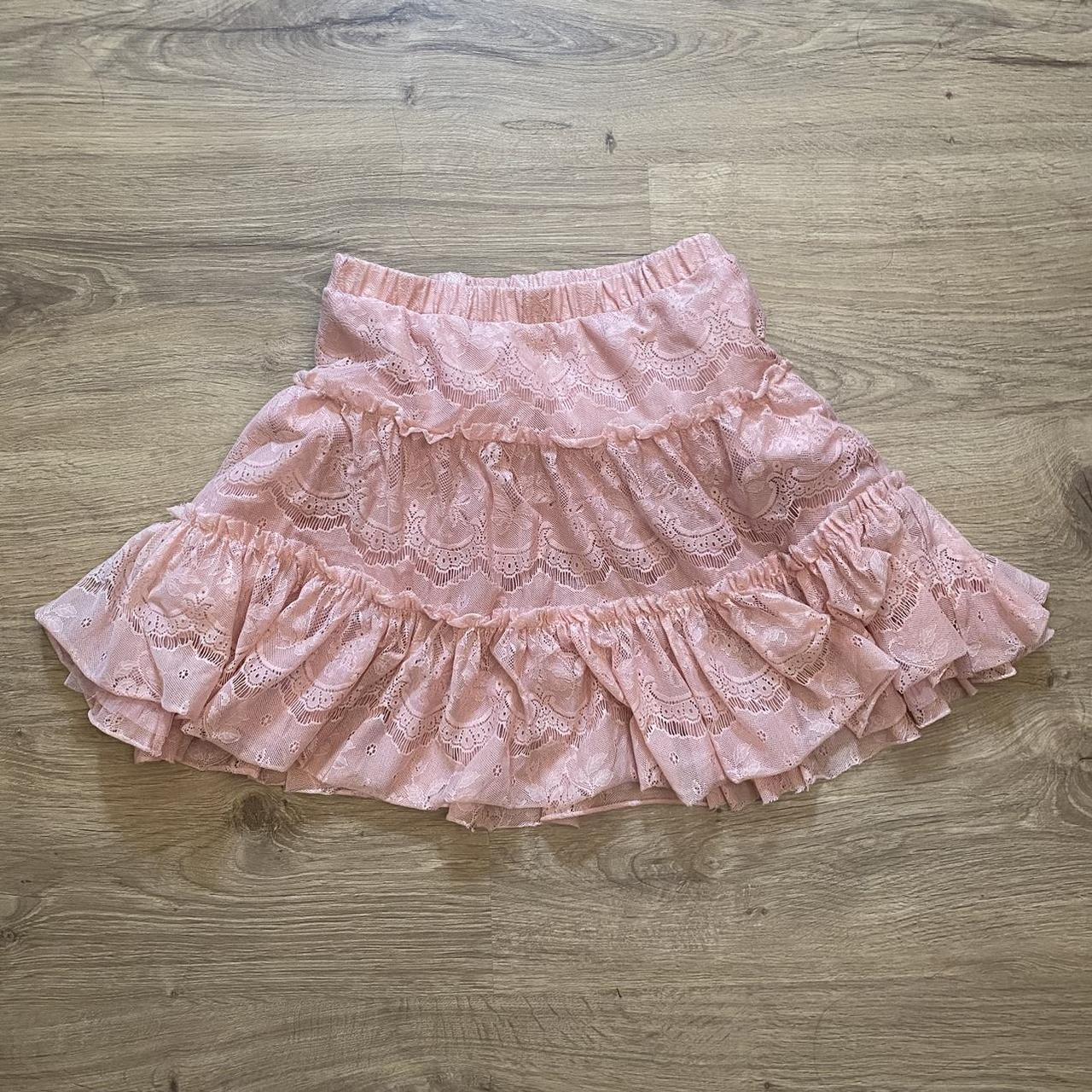 lace frilly pink skirt, size medium, VERY... - Depop