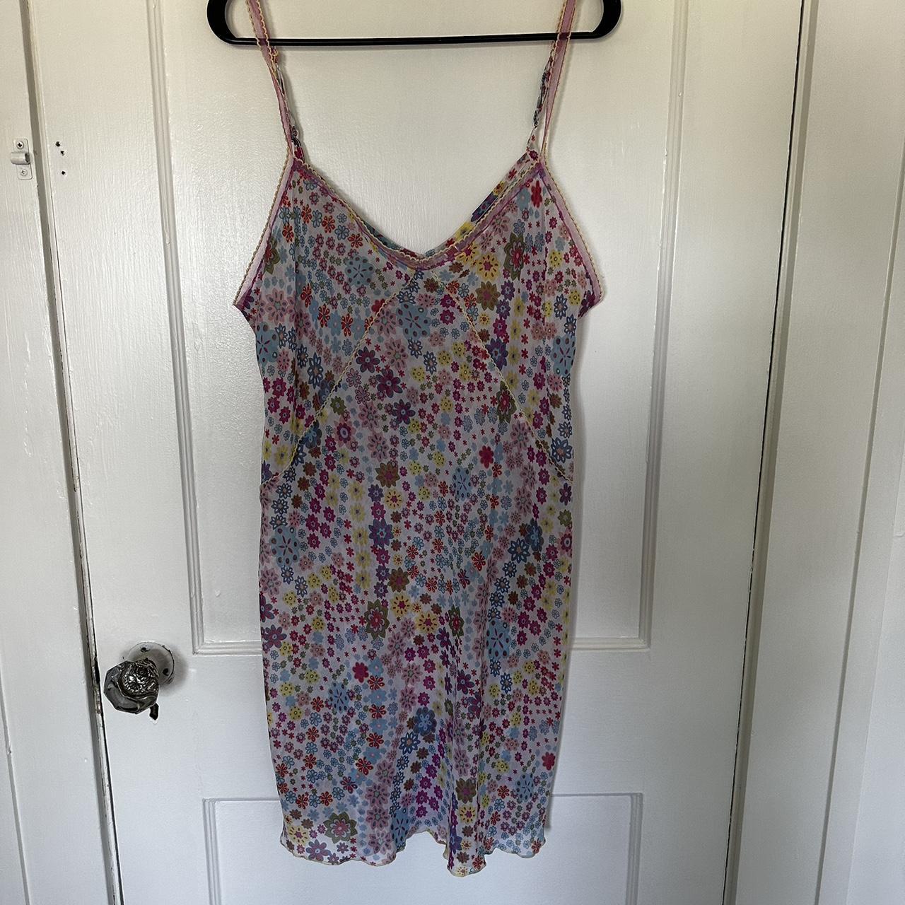 Josie Natori flower slip dress, Sized XL, adjustable... - Depop