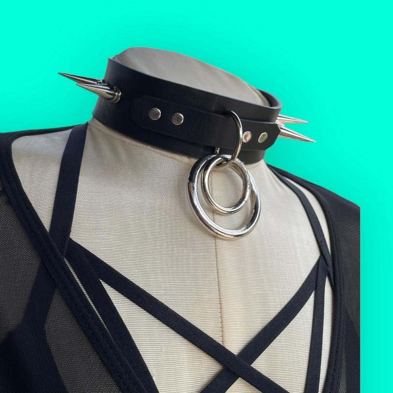 Double Choker, Handmade Leather Collar, O Ring Collar, Real