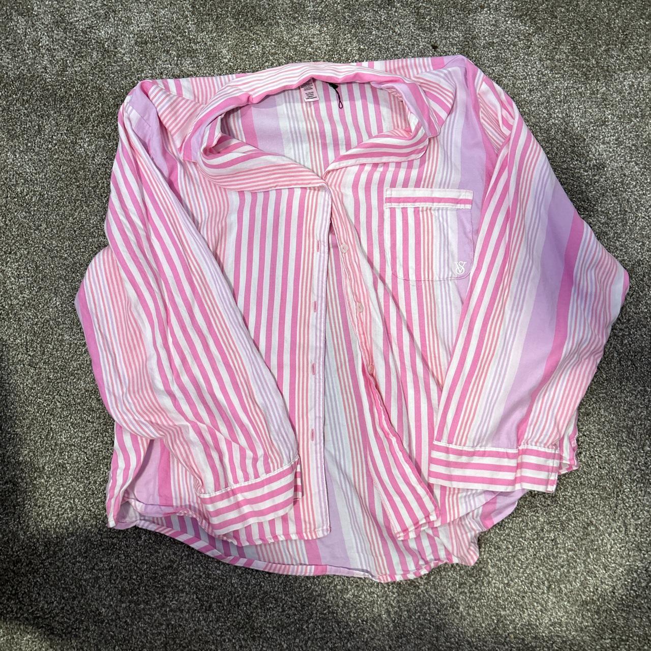 Pink striped discount pajamas victoria secret