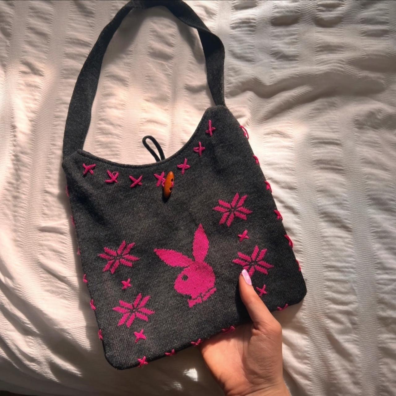 Playboy TOILETRY / BEAUTY BAG, Black Vinyl and Pink 100% Polyester Lining,  aprox 11