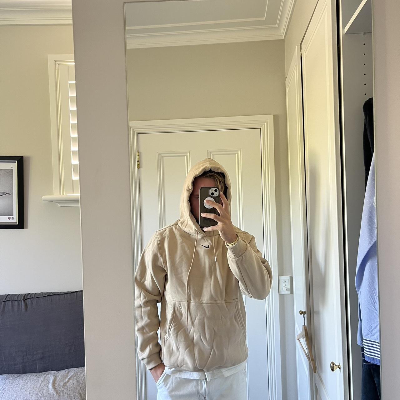 cream middle swoosh hoodie