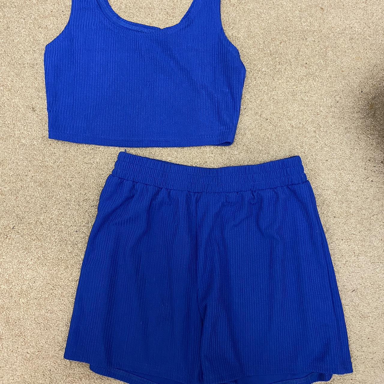 Blue two piece set Selling because I have never... Depop