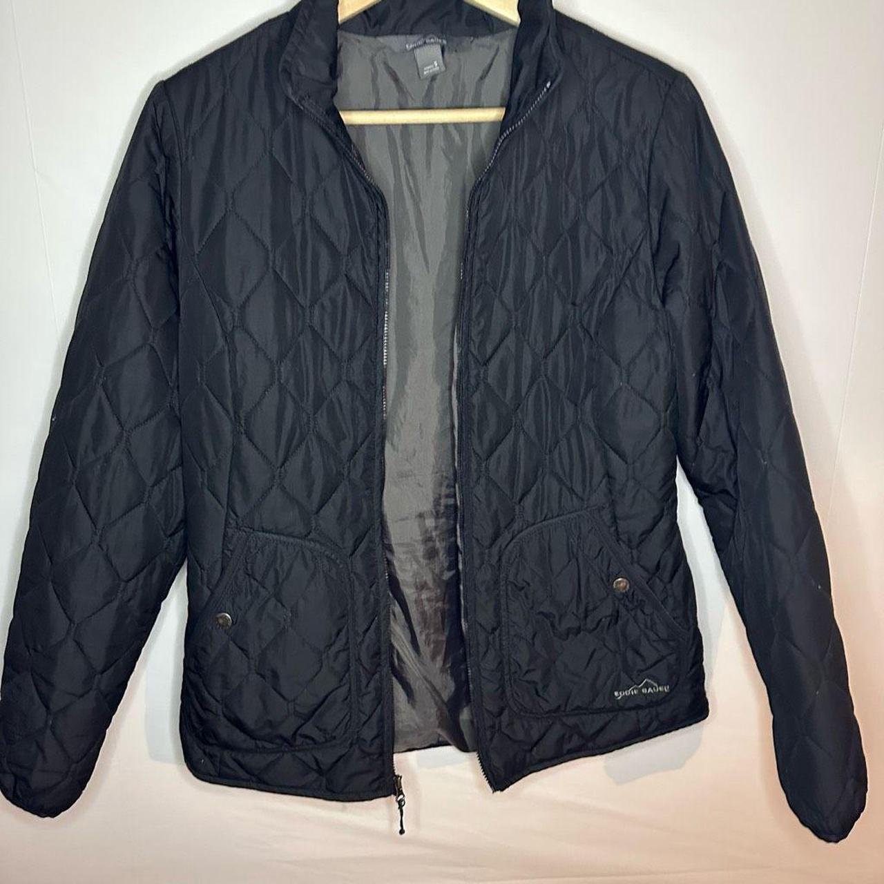 Eddie Bauer Black Quilted Field Jacket Women Size... Depop