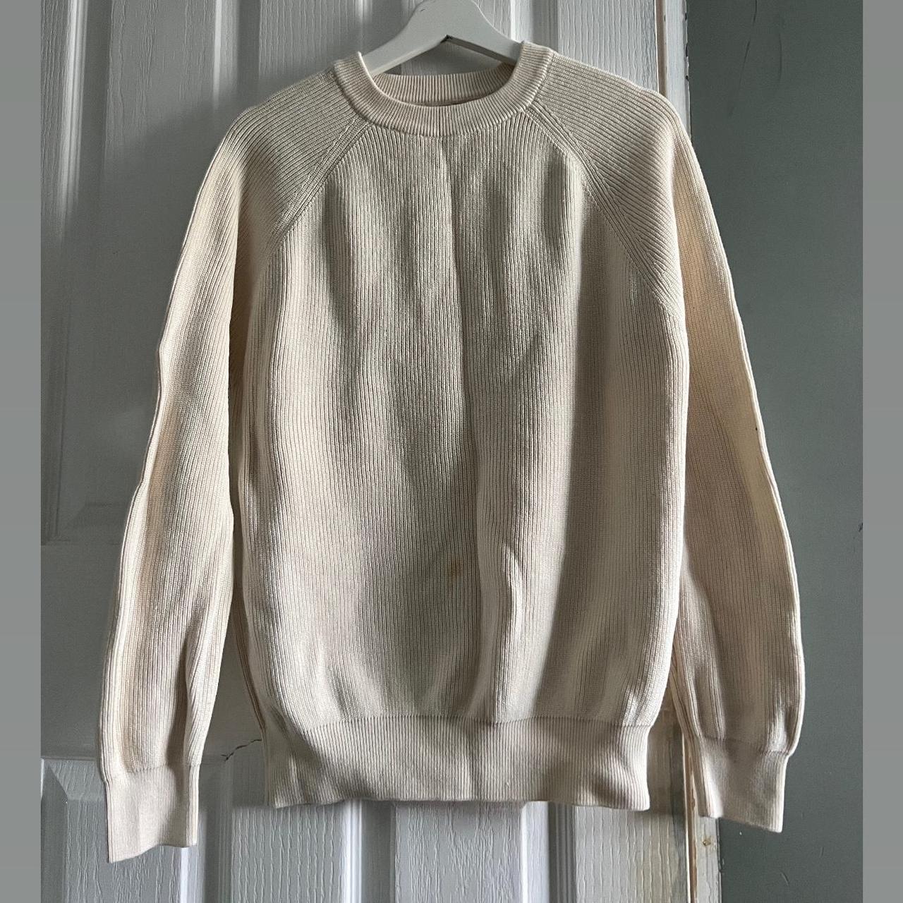 Men’s Zara Beige Ribbed sweater #beigejumper #beige... - Depop