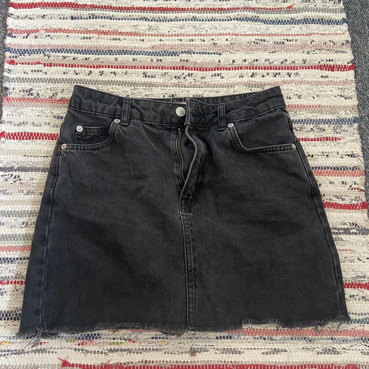 HOT Topshop Black Denim Mini Skirt Size 10 Topshop Black