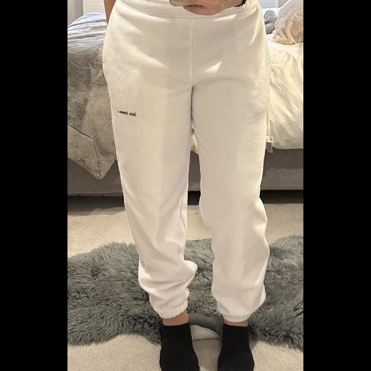 White cuffed fleece joggers iets frans small but... - Depop