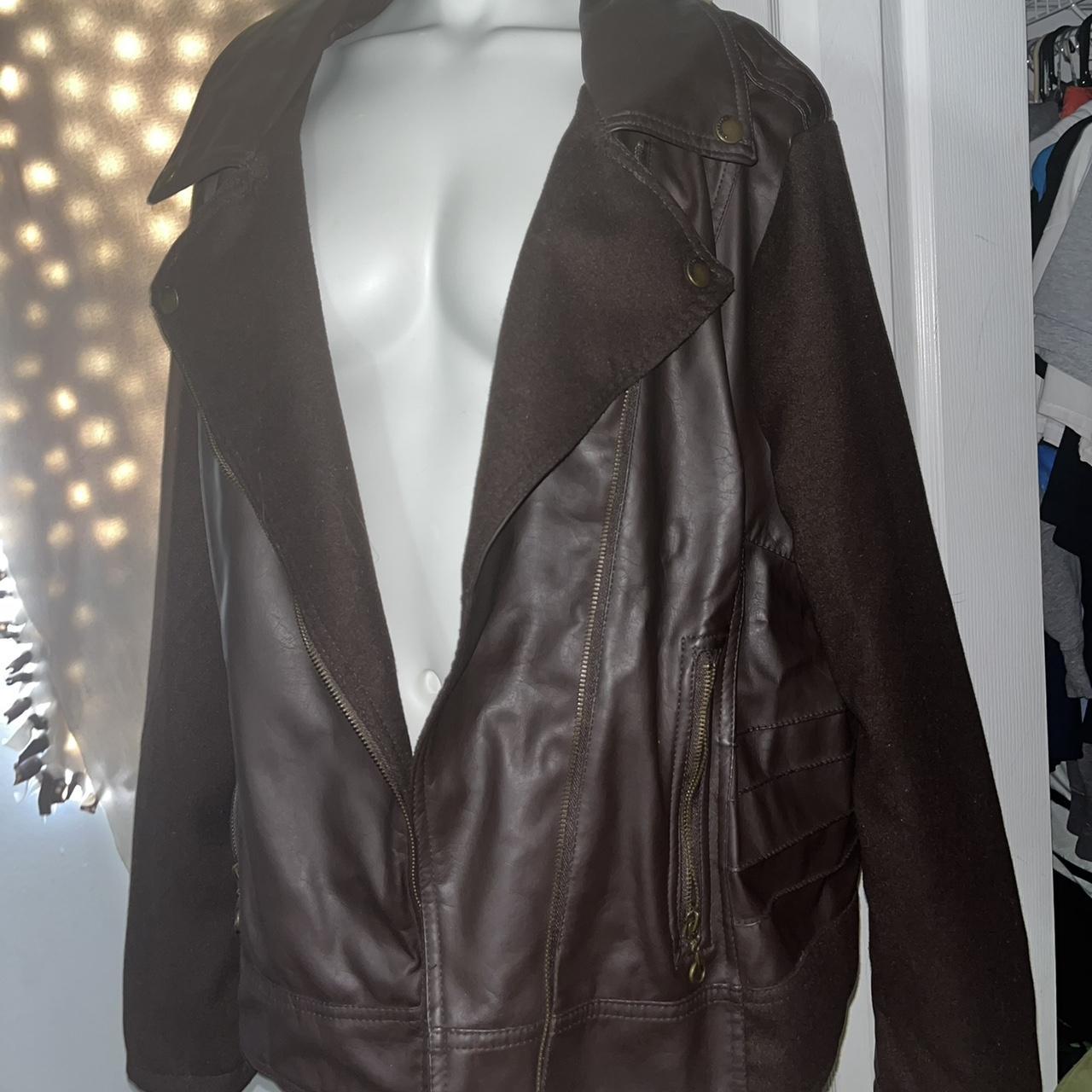 Brown dollhouse leather jacket, it’s 3x but I wore... Depop