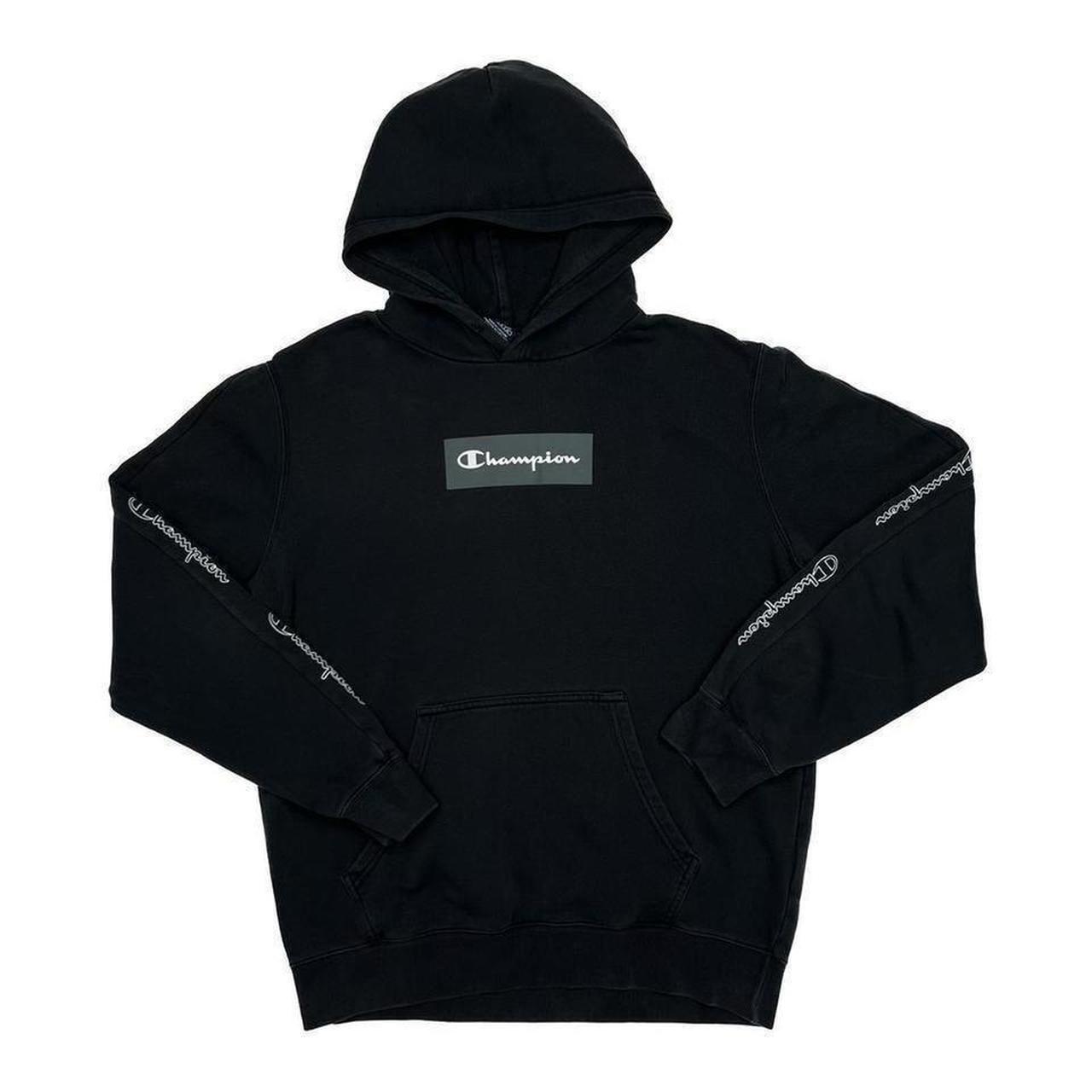 Champion graphic tape hoodie sale