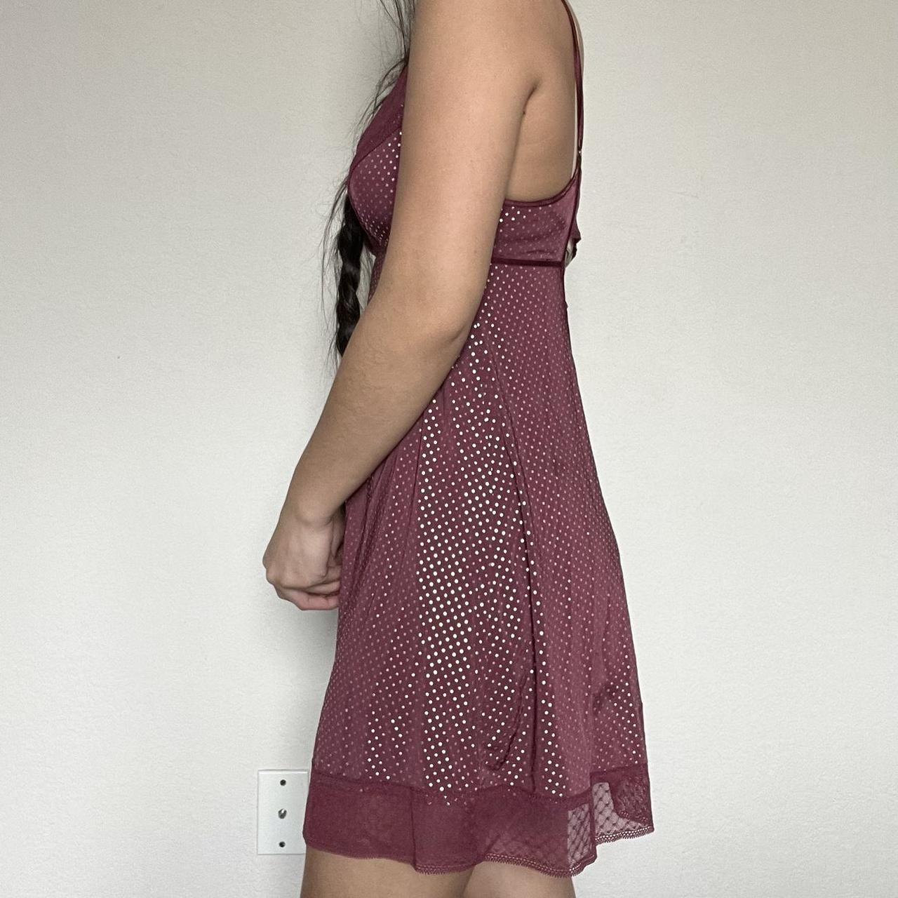 Victoria's Secret Maroon Polka Dot Slip Dress, lace