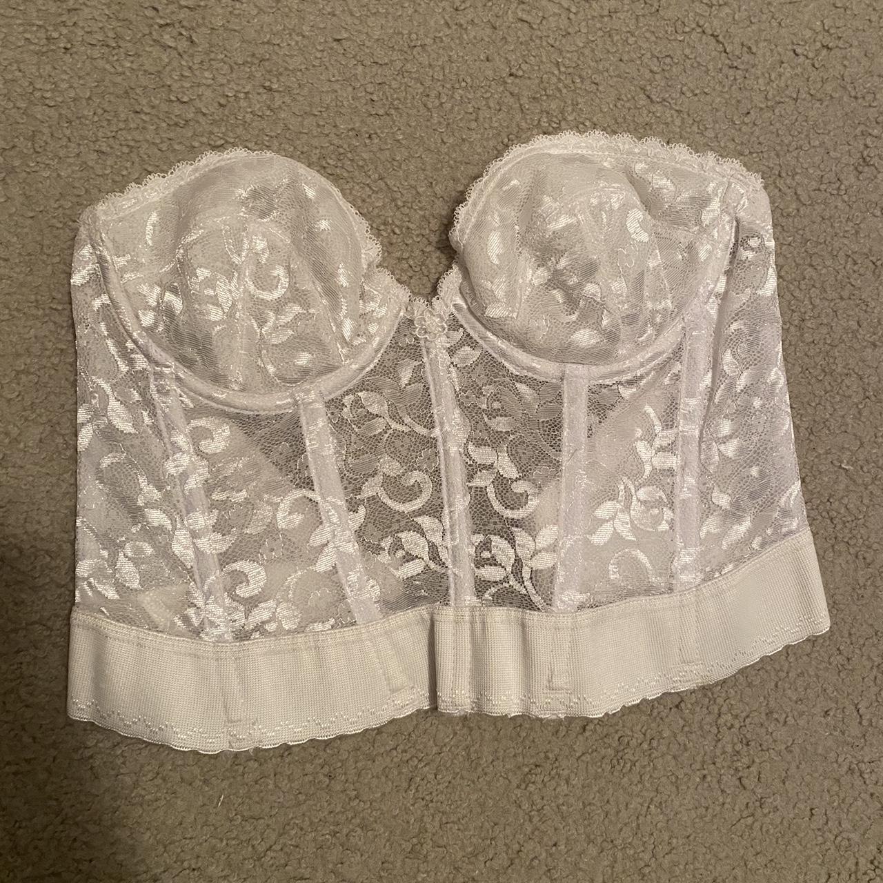 Davids Bridal White Bustier Top 36B Lace Sheer