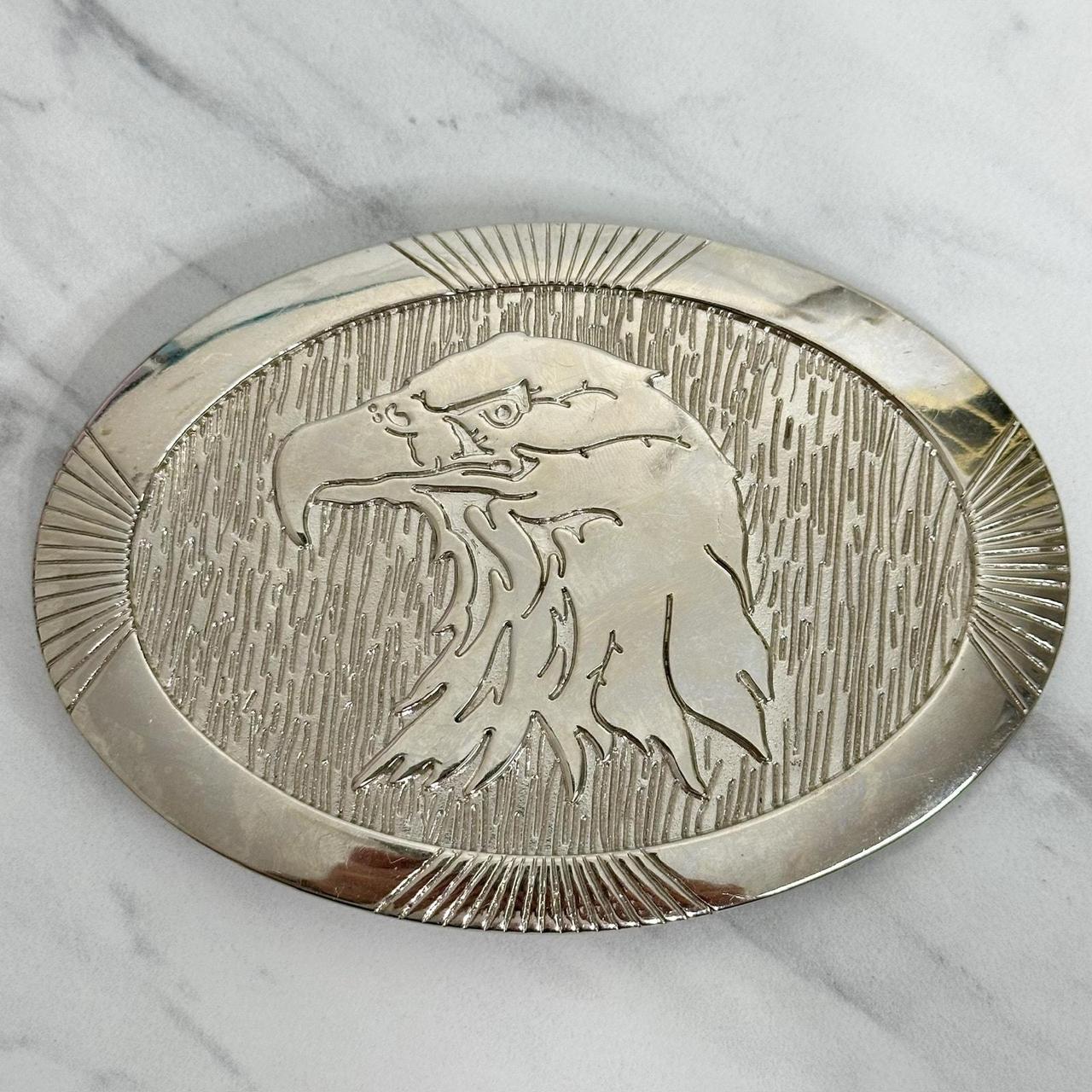 Eagle Head Large Silver Tone Oval Belt. Depop