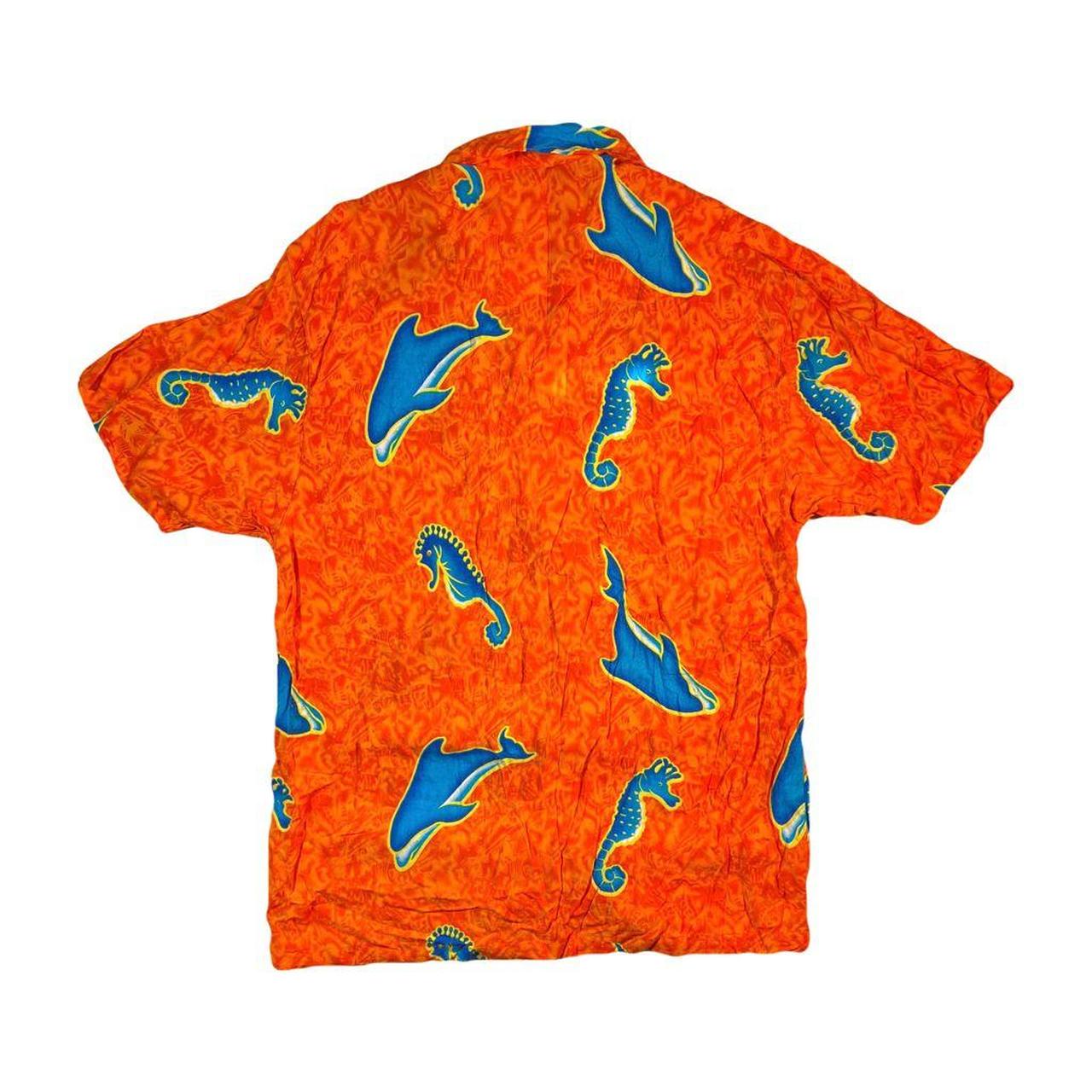 Men's Orange and Blue Shirt Depop