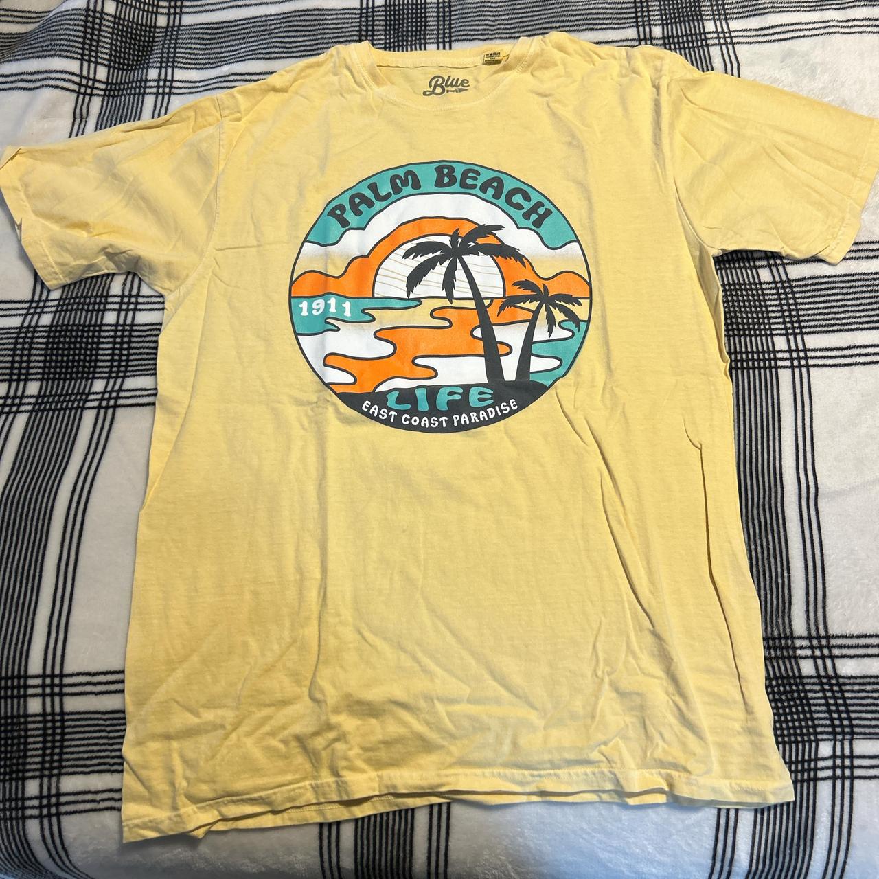 Yellow palm beach Florida T-shirt -slightly worn... - Depop