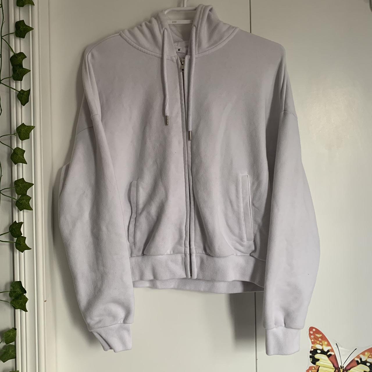 Garage Cropped White Zip up size medium like new Depop