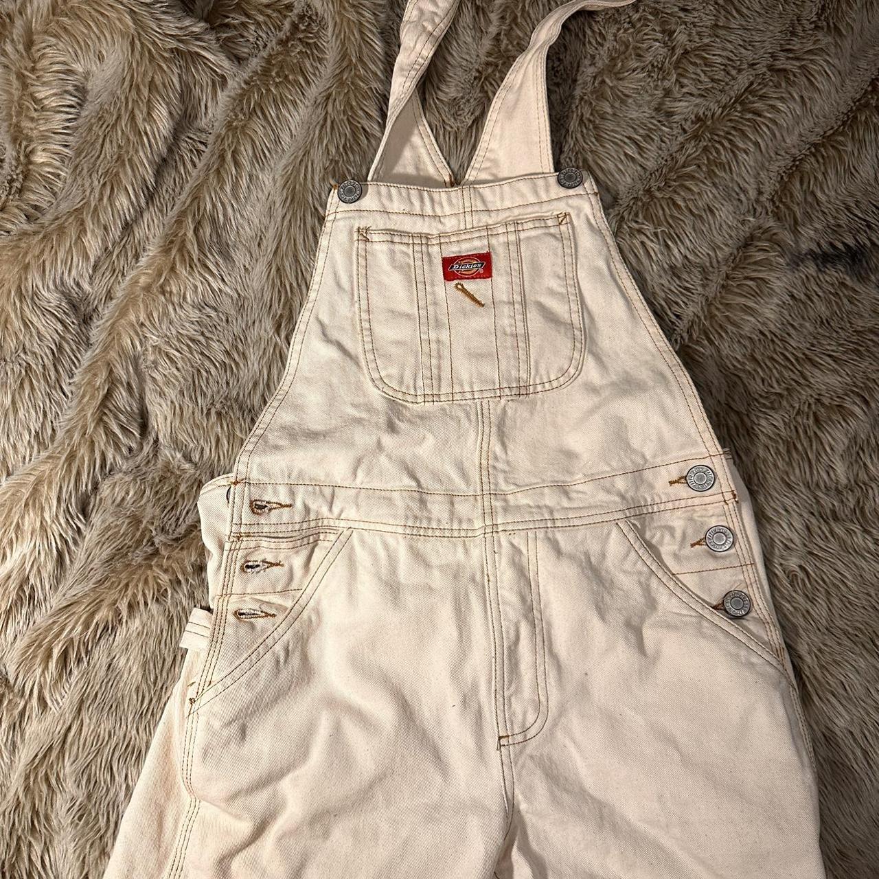 Dickies Women's Cream Dungareesoveralls Depop
