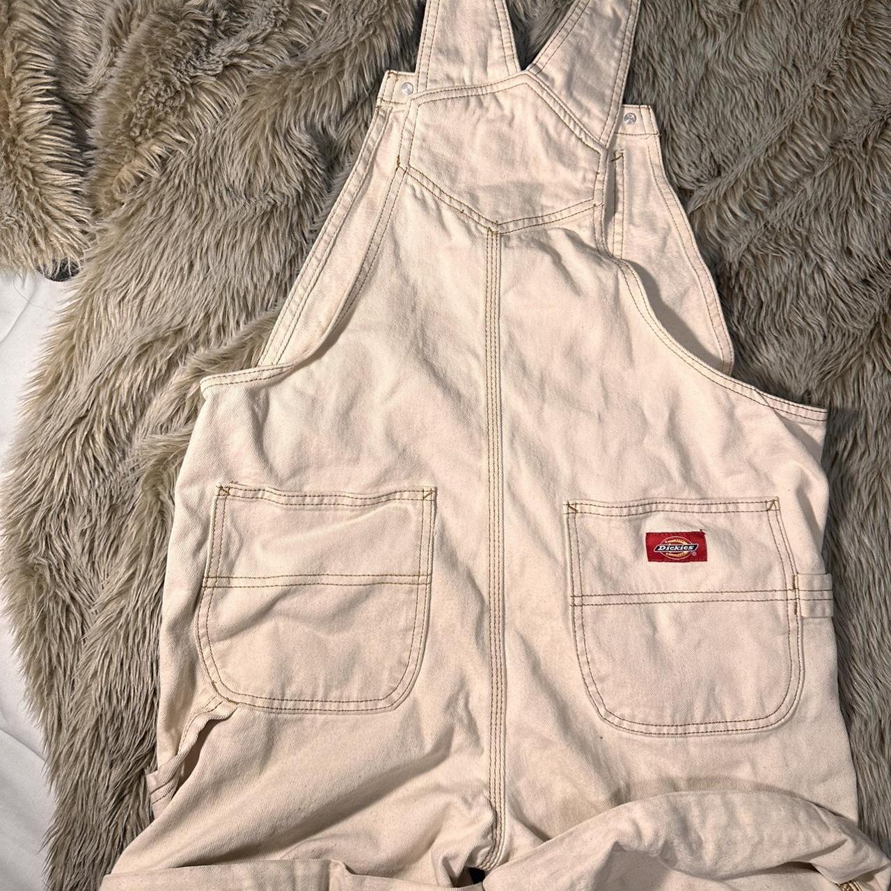 Dickies Women's Cream Dungareesoveralls Depop