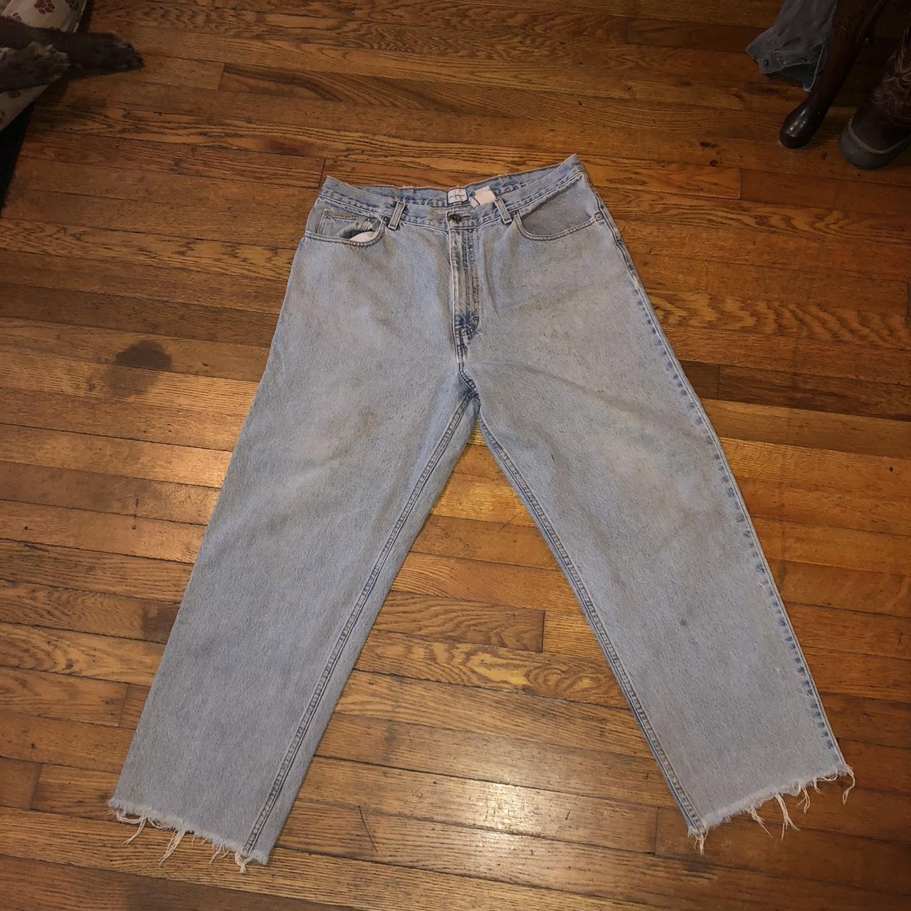 vintage calvin klein jeans raw hen patched belt loop... - Depop