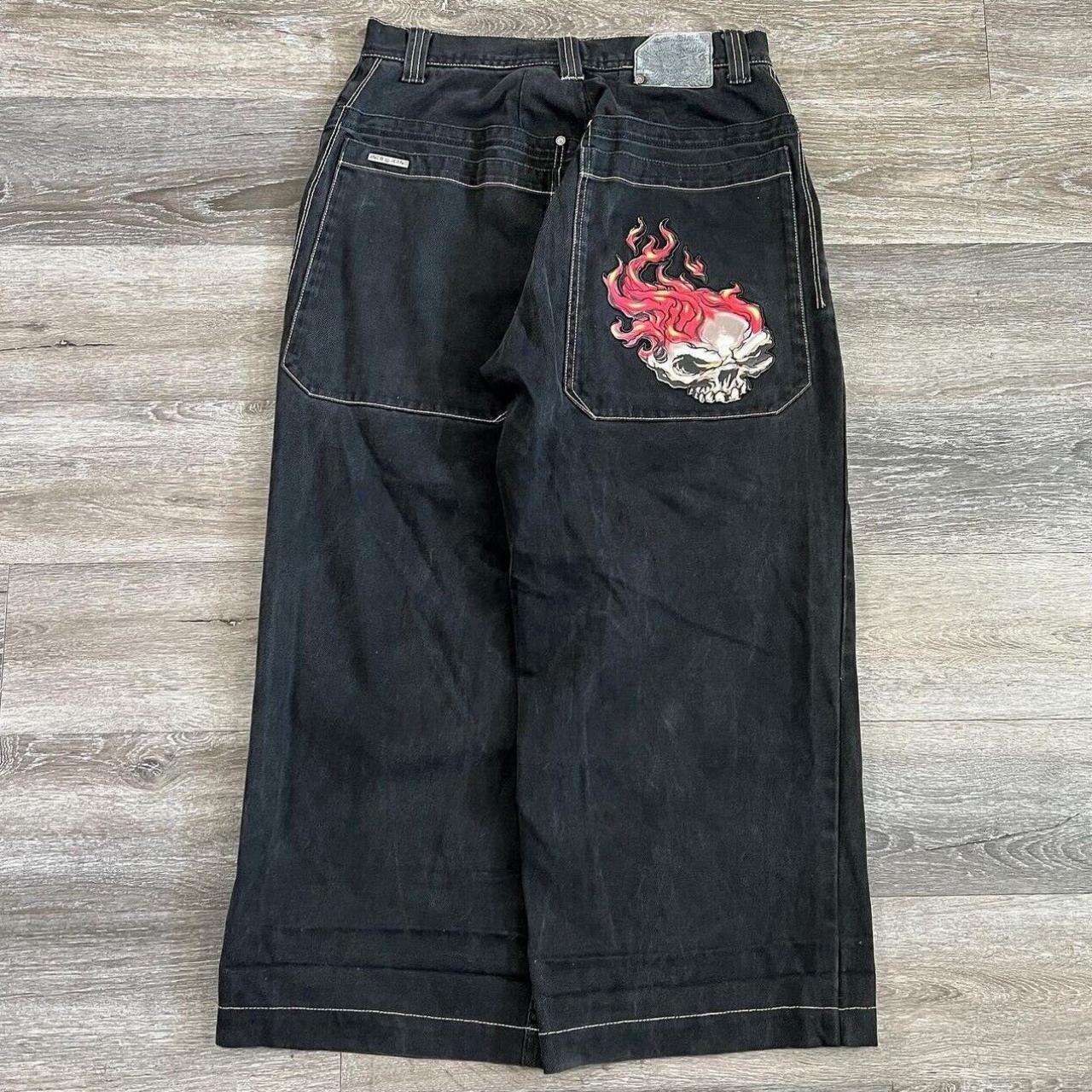 Vintage hard to find Flaming Skull Jnco Jeans 33x32 - Depop