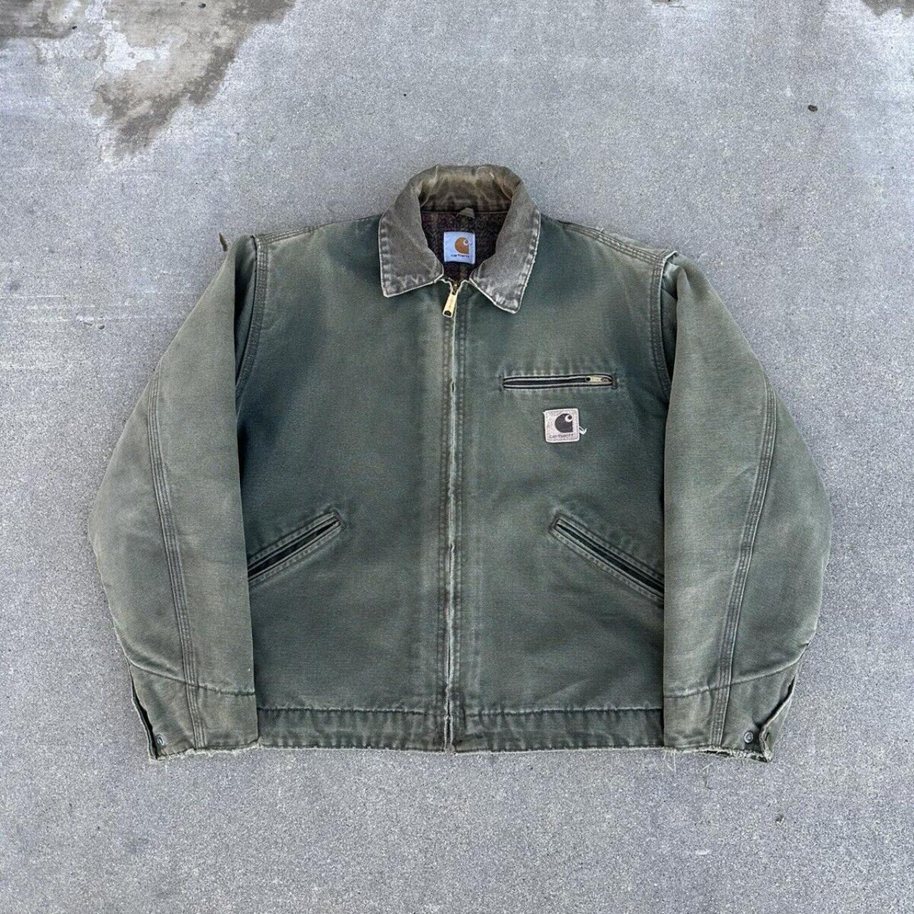 Faded Green Carhartt Detroit Jacket Fits like a Medium - Depop