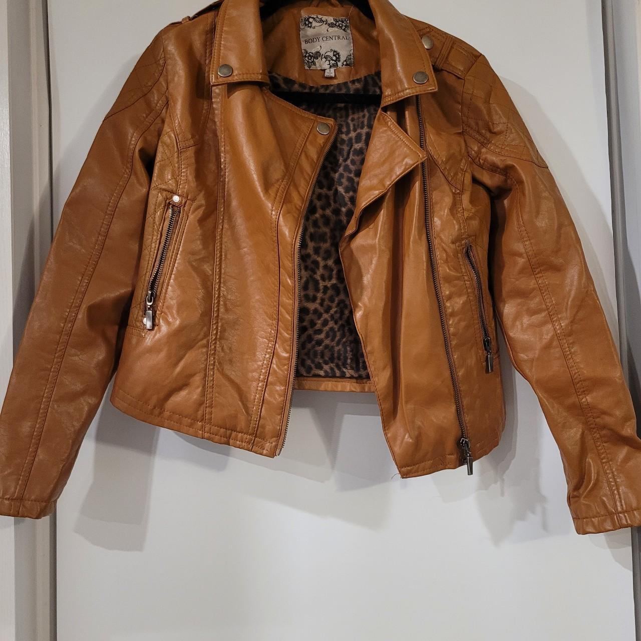 faux leather tan jacket