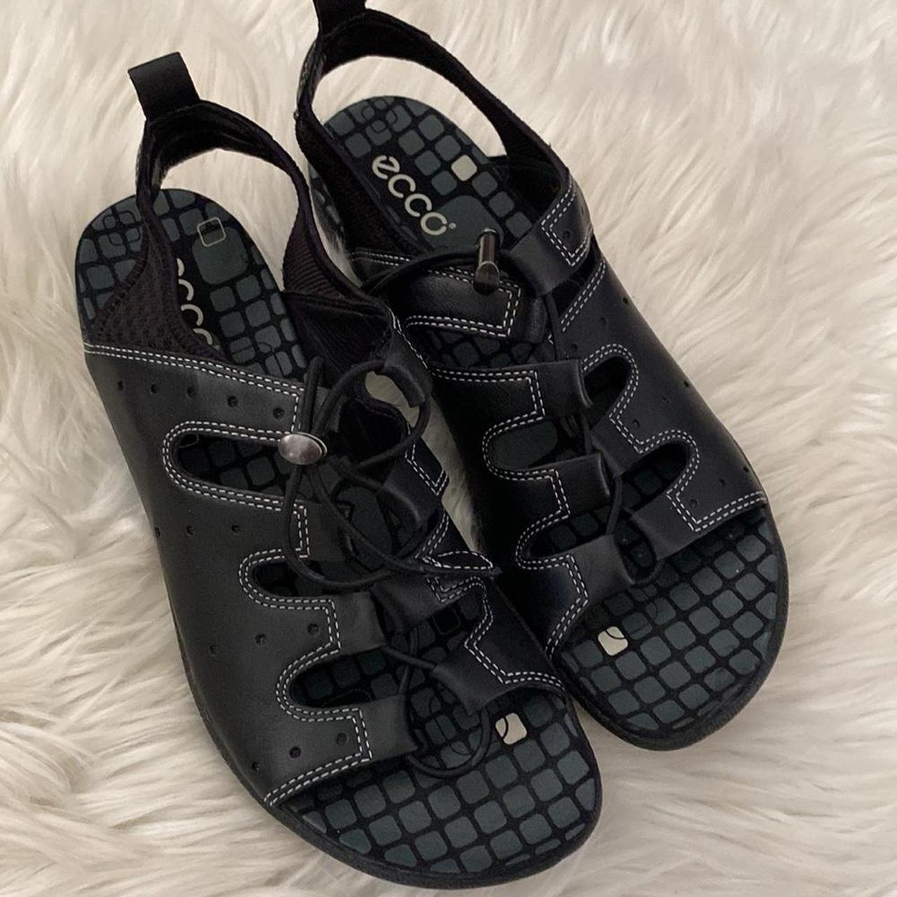 NWOT Ecco black leather sandals Ecco NWOT Sz. Depop