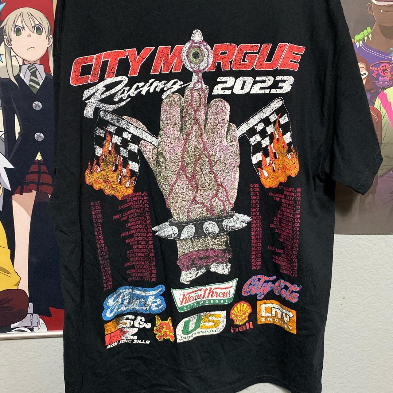 City grey day tour “ city racing” tee... Depop