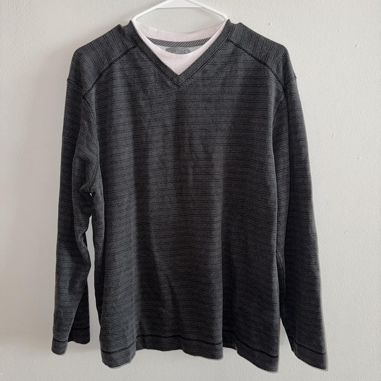 Mock V-neck Method Long Sleeve Hunter Green Shirt... - Depop