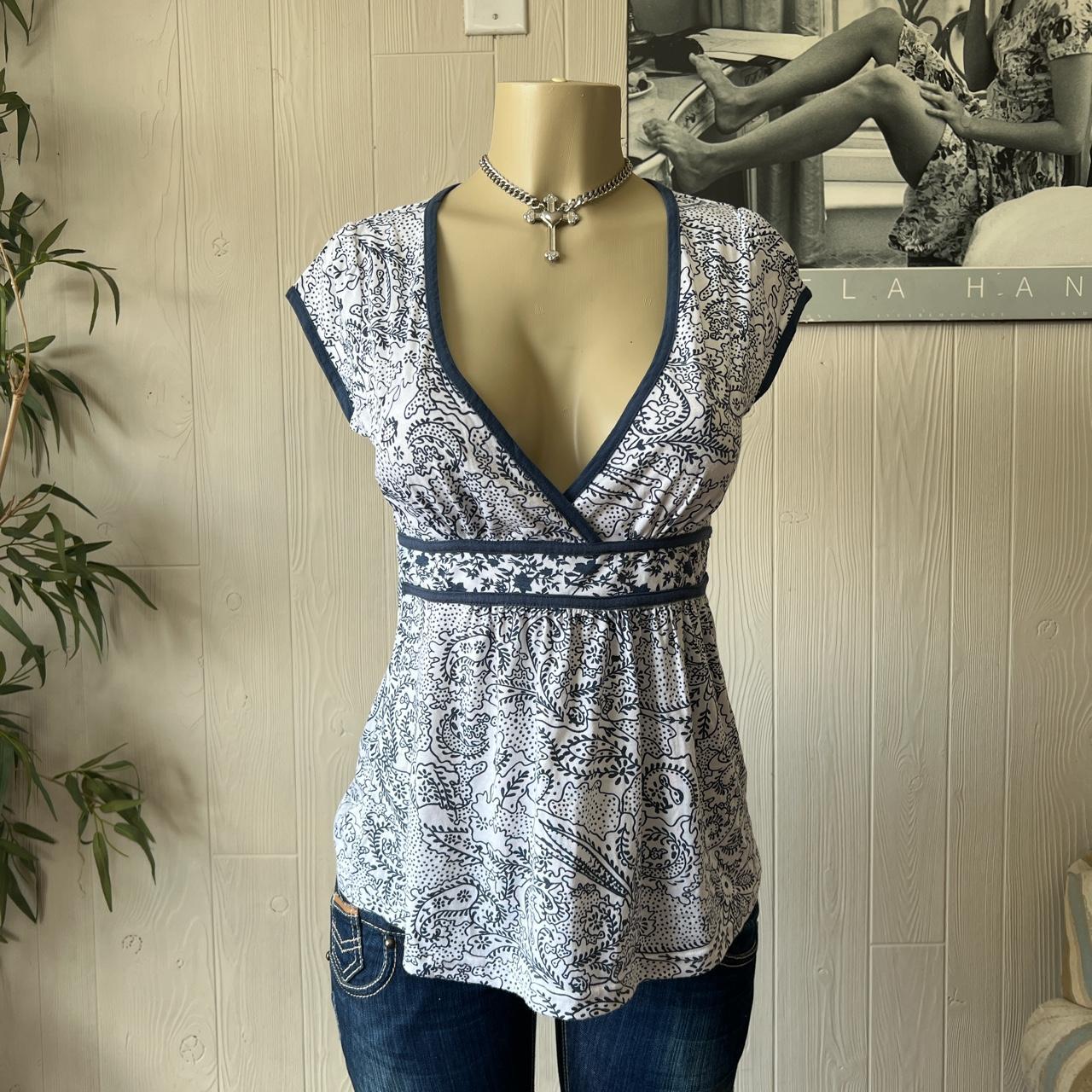 Navy blue Babydoll blouse top 🦋 old point zero!... - Depop