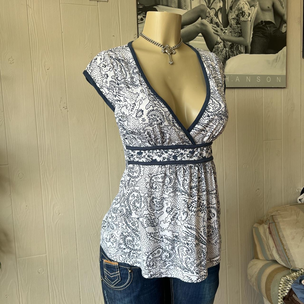 Navy blue Babydoll blouse top 🦋 old point zero!... - Depop