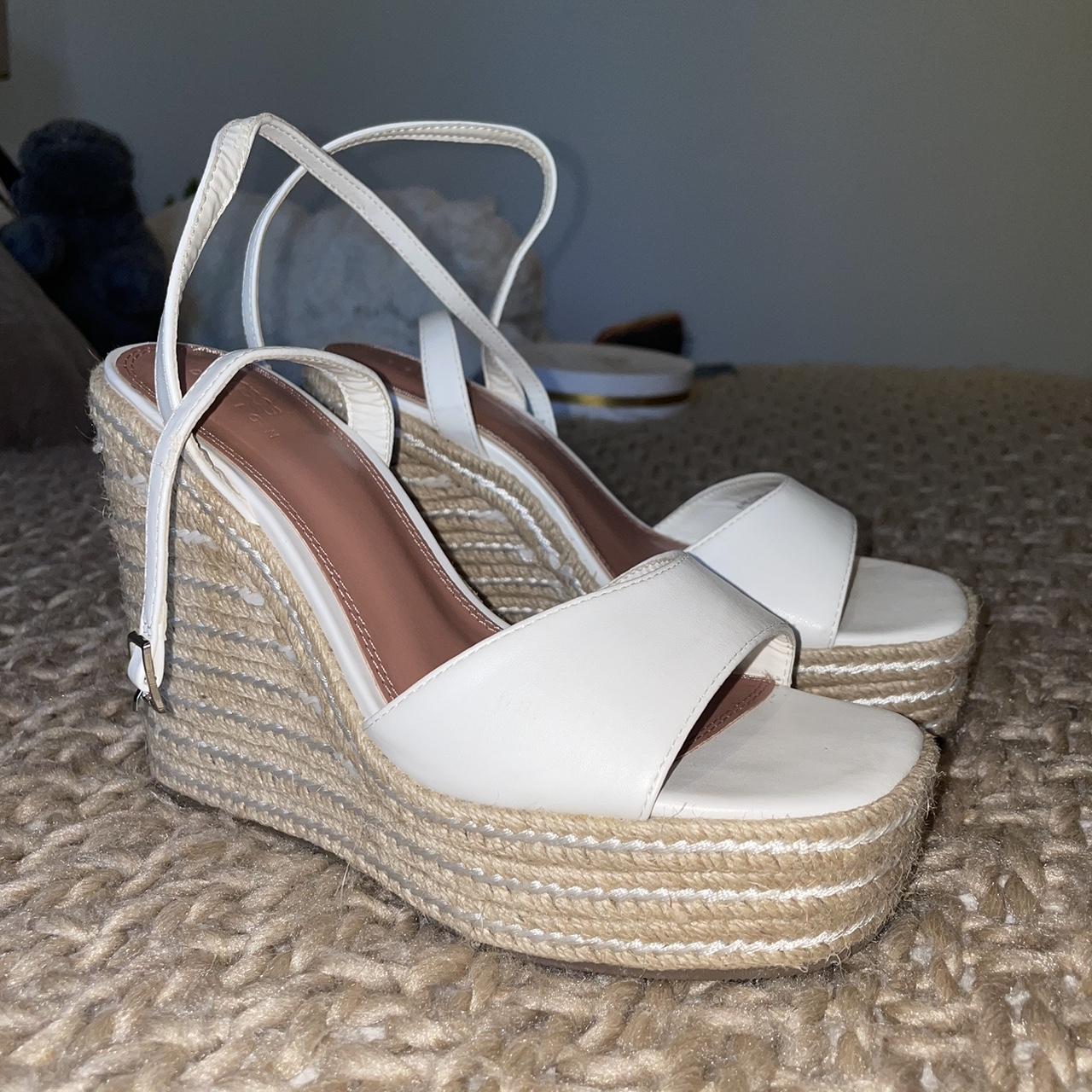 asos design topic espadrille wedges in beige