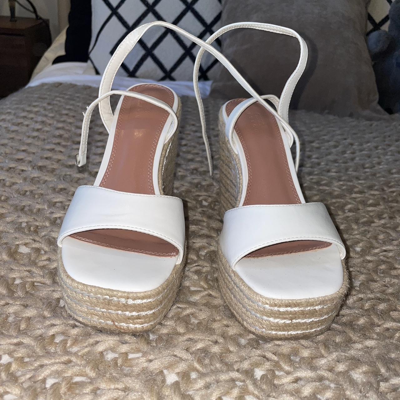 ASOS DESIGN Tasha espadrille wedges in white Wide... - Depop