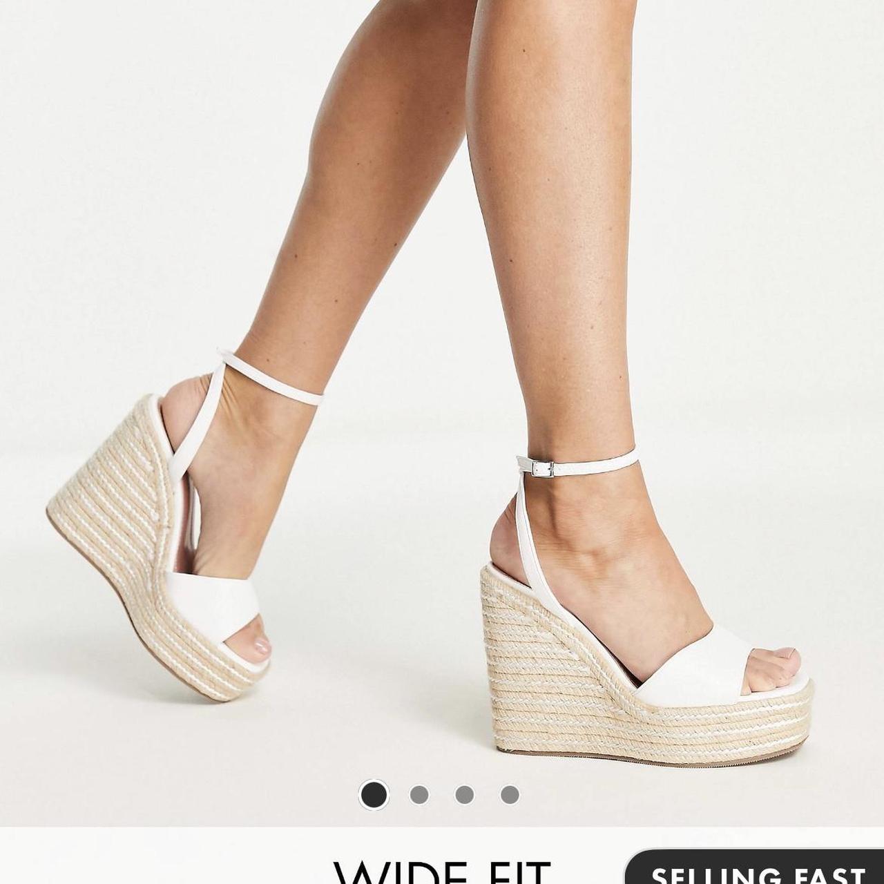 asos design topic espadrille wedges in beige