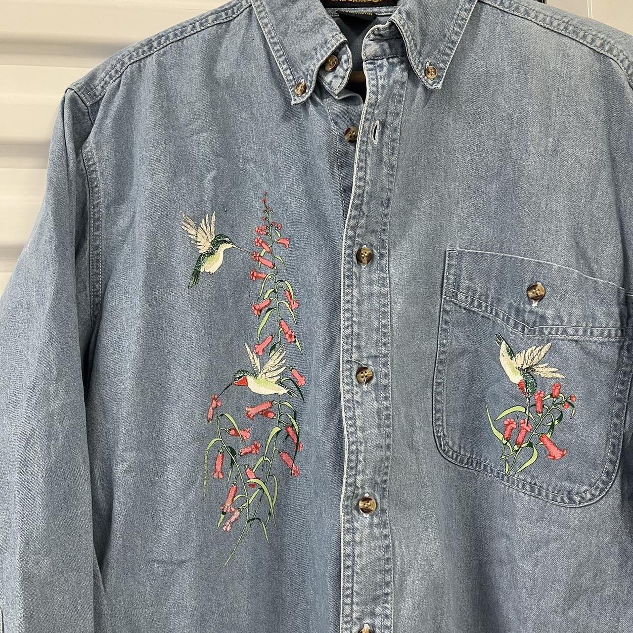 vintage wrangler denim button up shirt great - Depop
