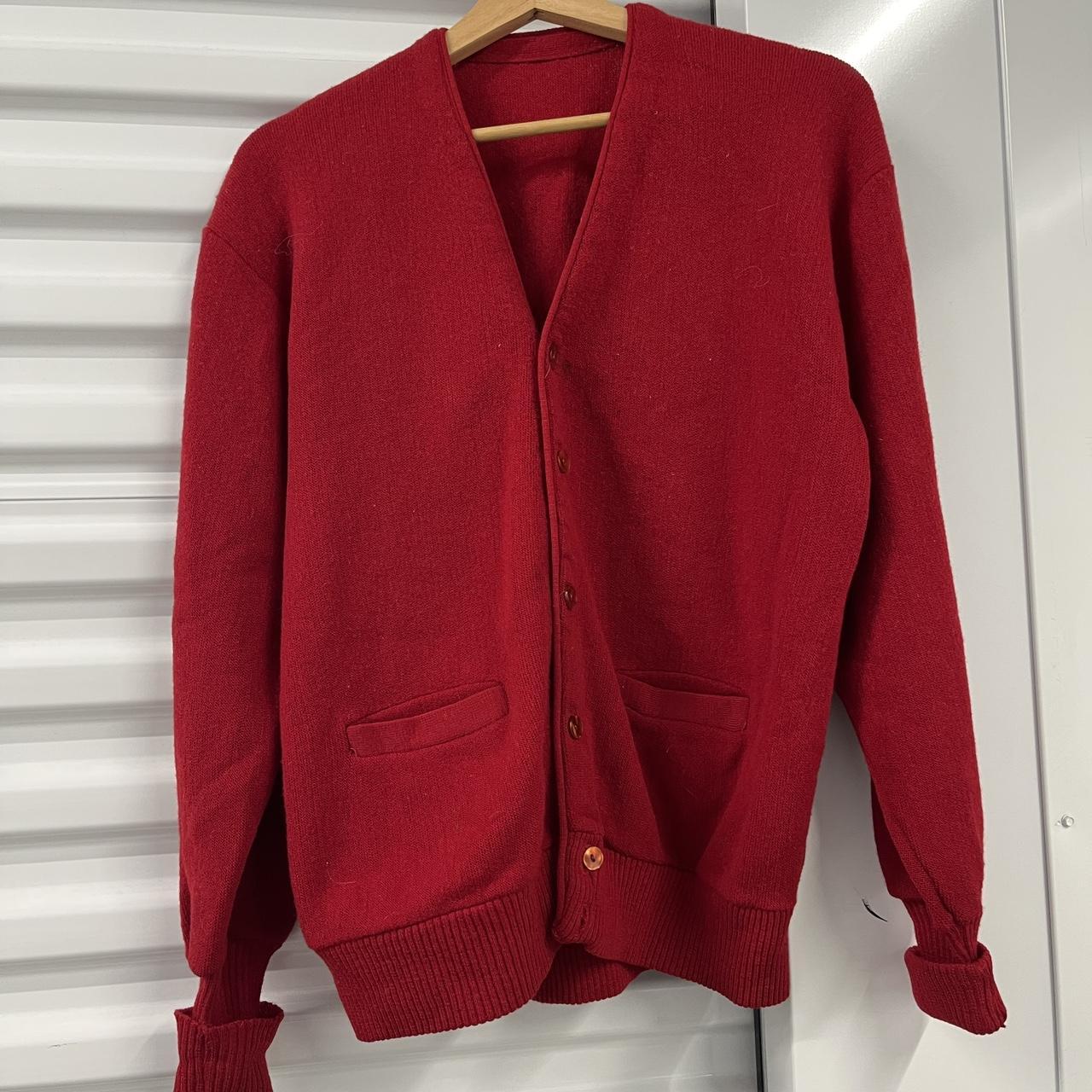 Vintage 60s red cardigan Classic acrylic 1960s... - Depop