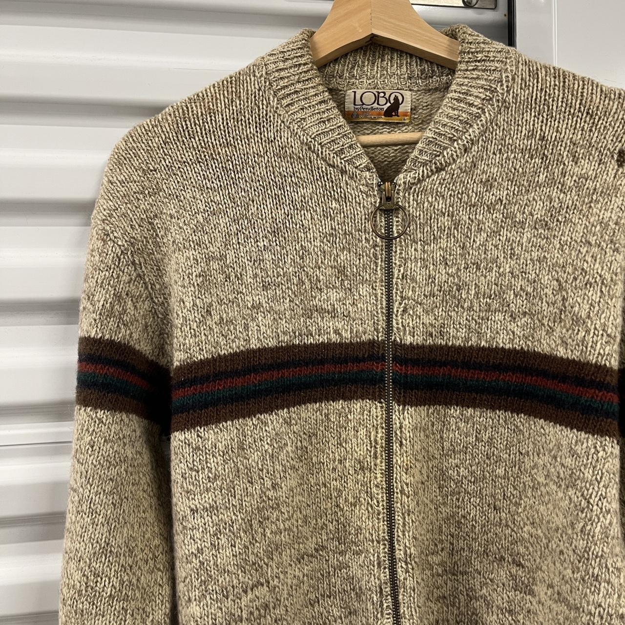 Vintage 1970's Lobo by Pendleton striped knit zip up... - Depop