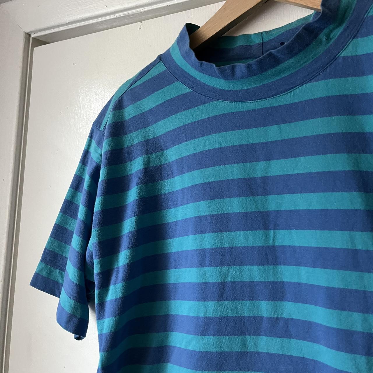 Vintage 90’s GAP blue and white horizontal striped... - Depop