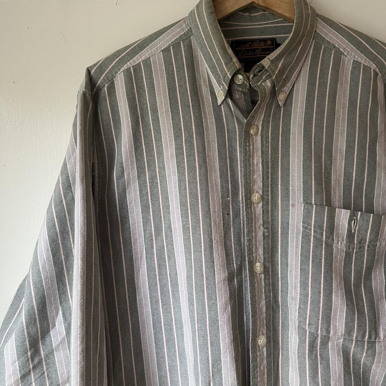 Vintage 90’s Eddie Bauer striped cotton shirt Long... - Depop