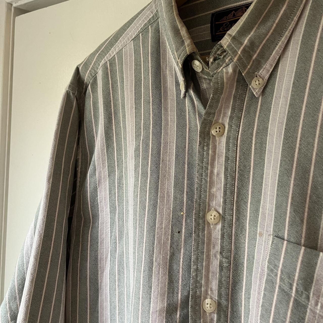 Vintage 90’s Eddie Bauer striped cotton shirt Long... - Depop