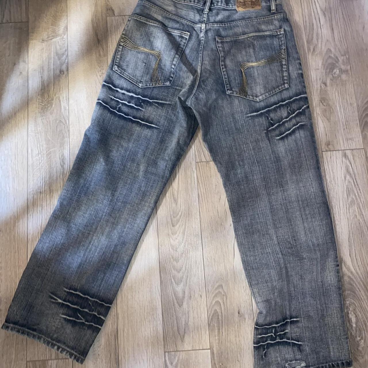 Men's Grey and White Jeans Depop