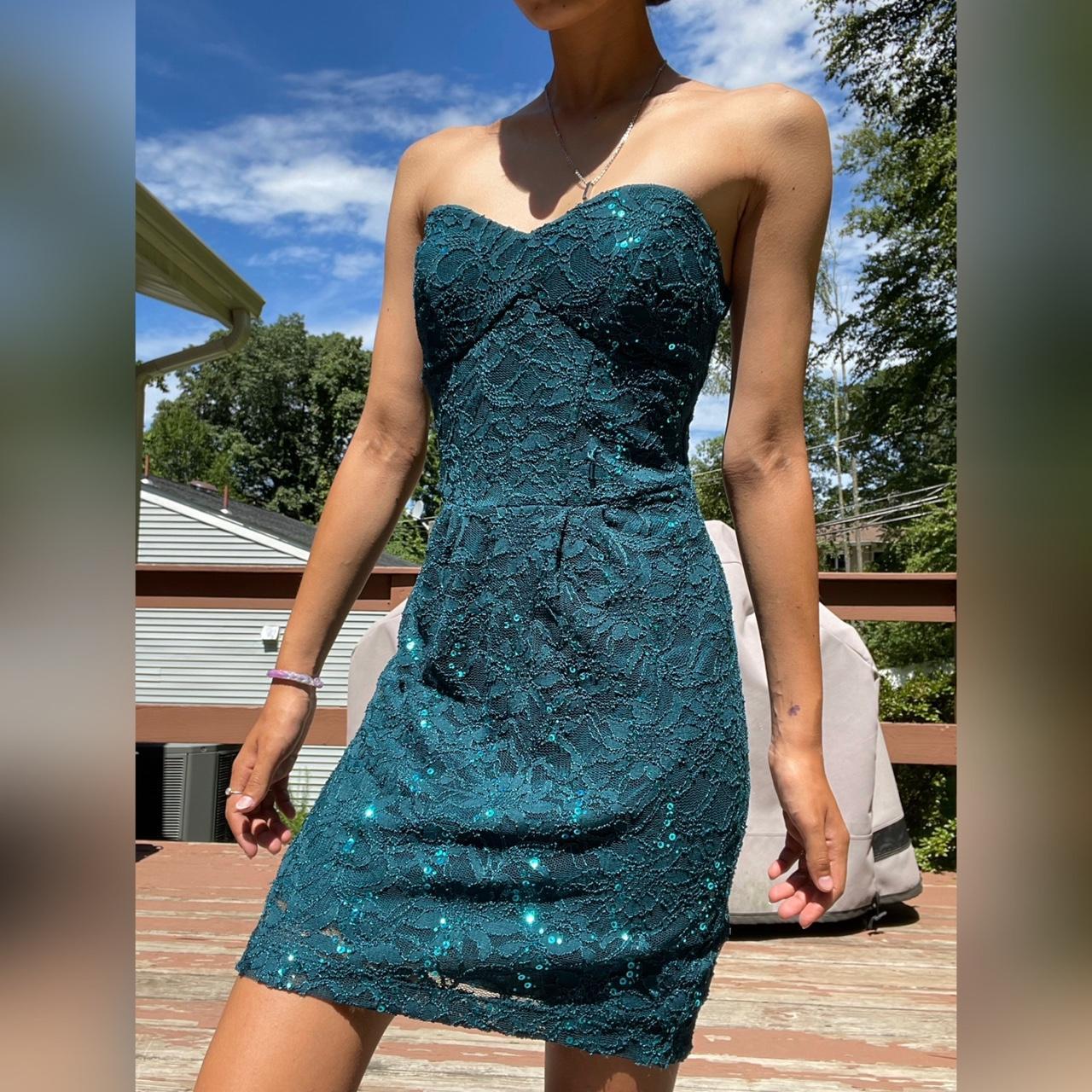 Sequin B Darlin Strapless Dress B Darlin Juniors' Bungee-Strap