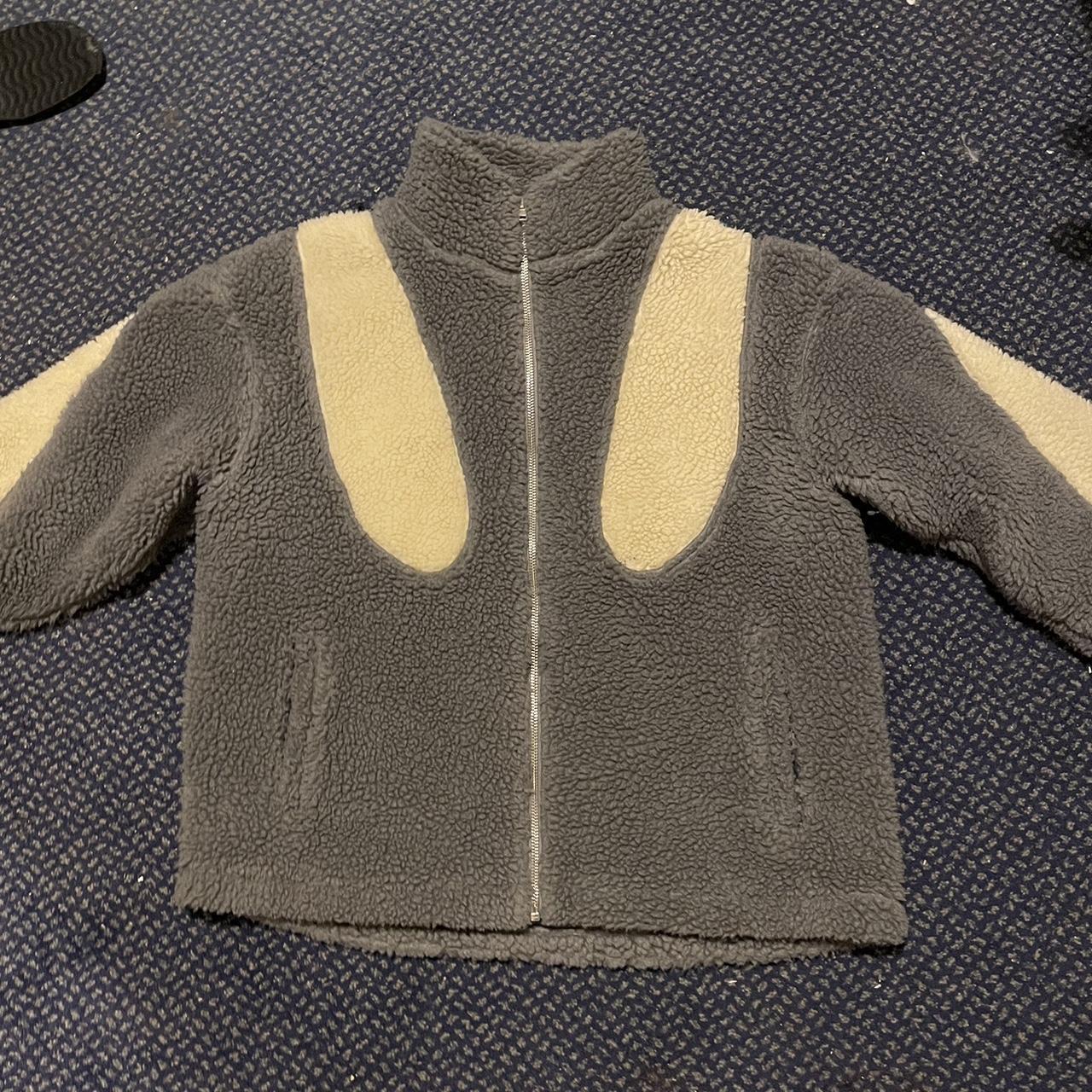 Systemic teddy fleece jacket in grey Size small Very... - Depop